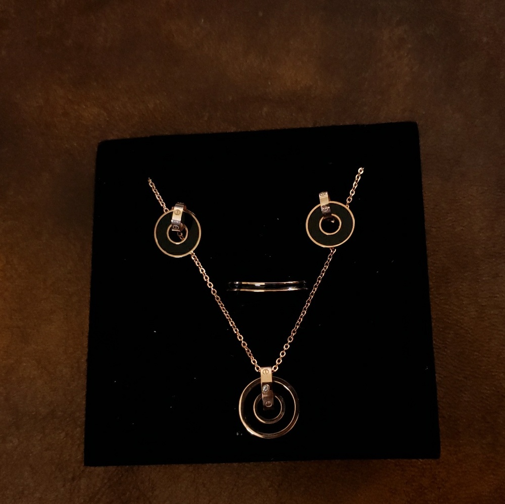 Rose Gold Jewelry Matching Set Titanium Steel